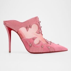 100mm Mulatiag Suede Mesh Mule Pumps